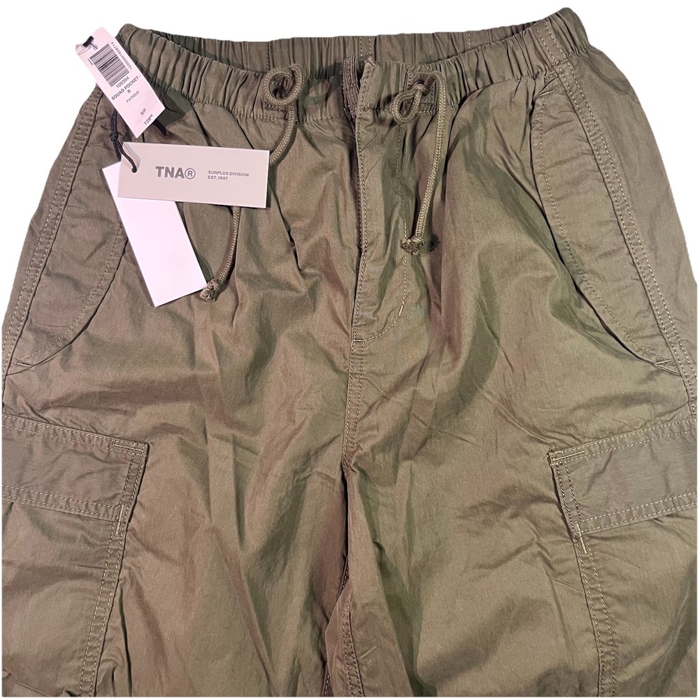 ARITZIA Tna Green Parachute Cargo Army Squad Pocket Pants Bottoms Small NWT